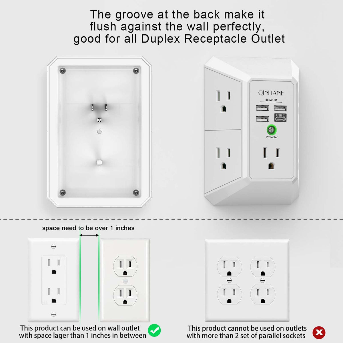 QINLIANF USB smart charging ports for multiple devices
