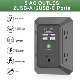 QINLIANF USB wall charger USB ports enable convenient charging at home or office