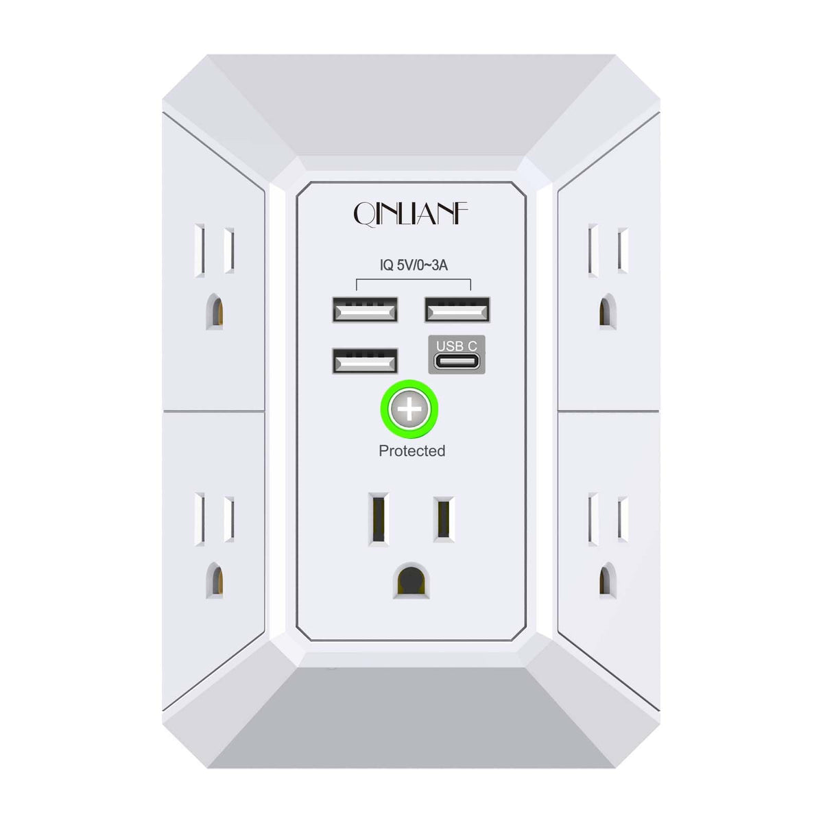 QINLIANF wall charger with five outlets for a tidy home power setup