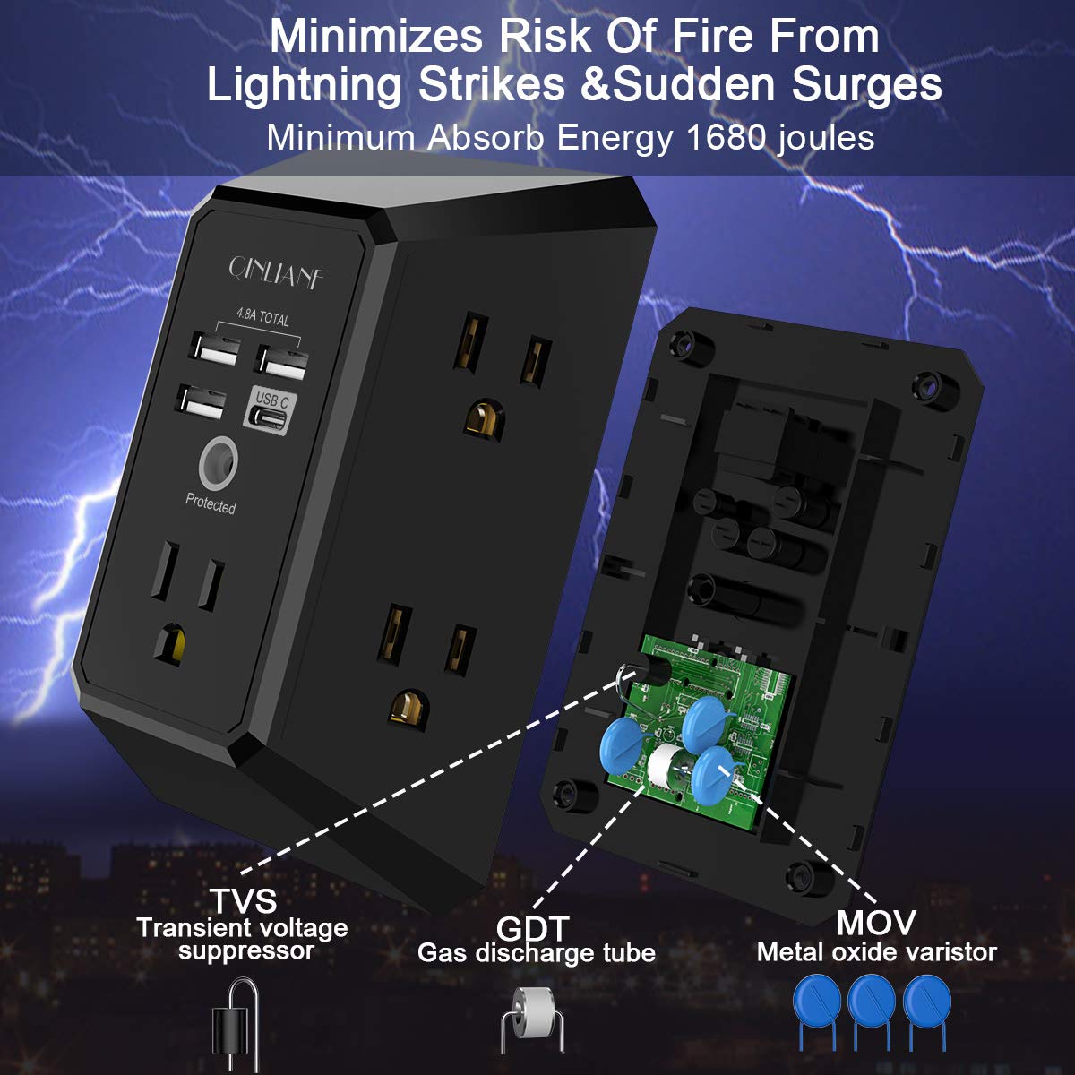QINLIANF wall-mount secure design prevents unplugging during use.