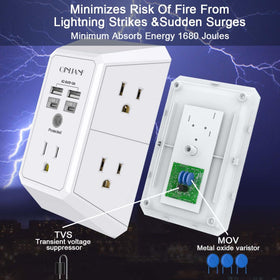 QINLIANF wide spacing between outlets fits bulky adapters and cords.
