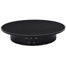 Qinmay 360-degree turntable front view shows smooth, quiet rotation for product displays.