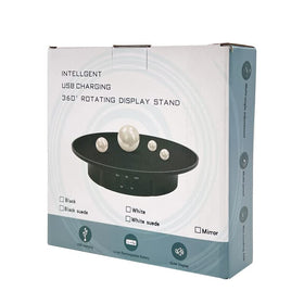 Qinmay 360-degree turntable in-use scene showing 360° product rotation.