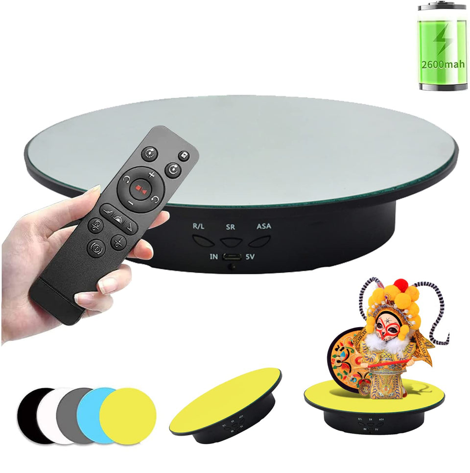 Qinmay 360-degree stand top view for easy product rotation in photos.