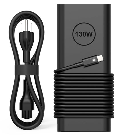 QIOUZW 130W front view showing compact adapter and benefits for portability