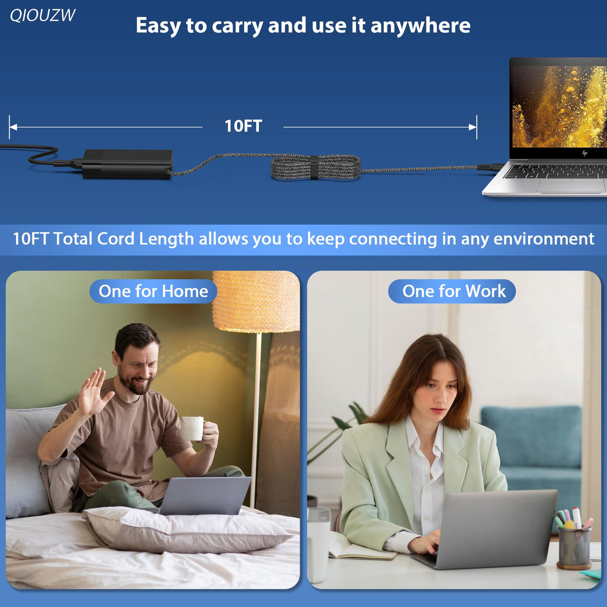Versatile compatibility across HP and other brands with USB-C PD up to 65W.
