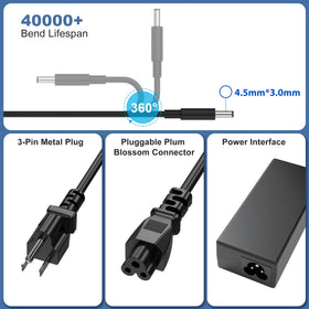 QIOUZW 4.5mm tip connector for secure laptop charging compatibility