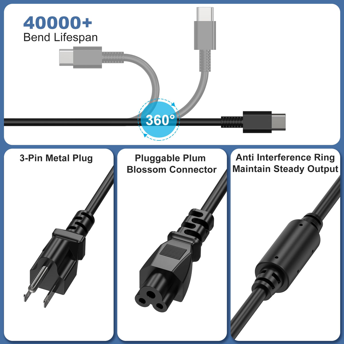 QIOUZW side angle with power cord visible, highlighting build quality and travel convenience
