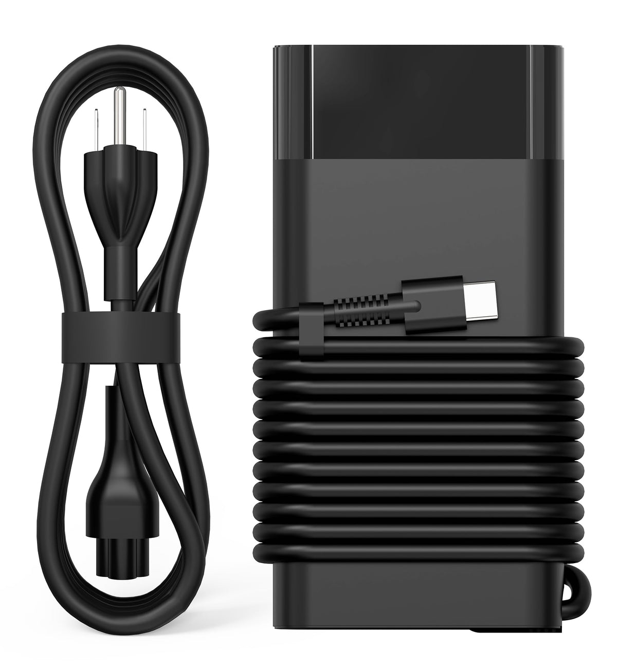 QIOUZW front view of 90W USB-C adapter showing compact housing and cable, reliable replacement