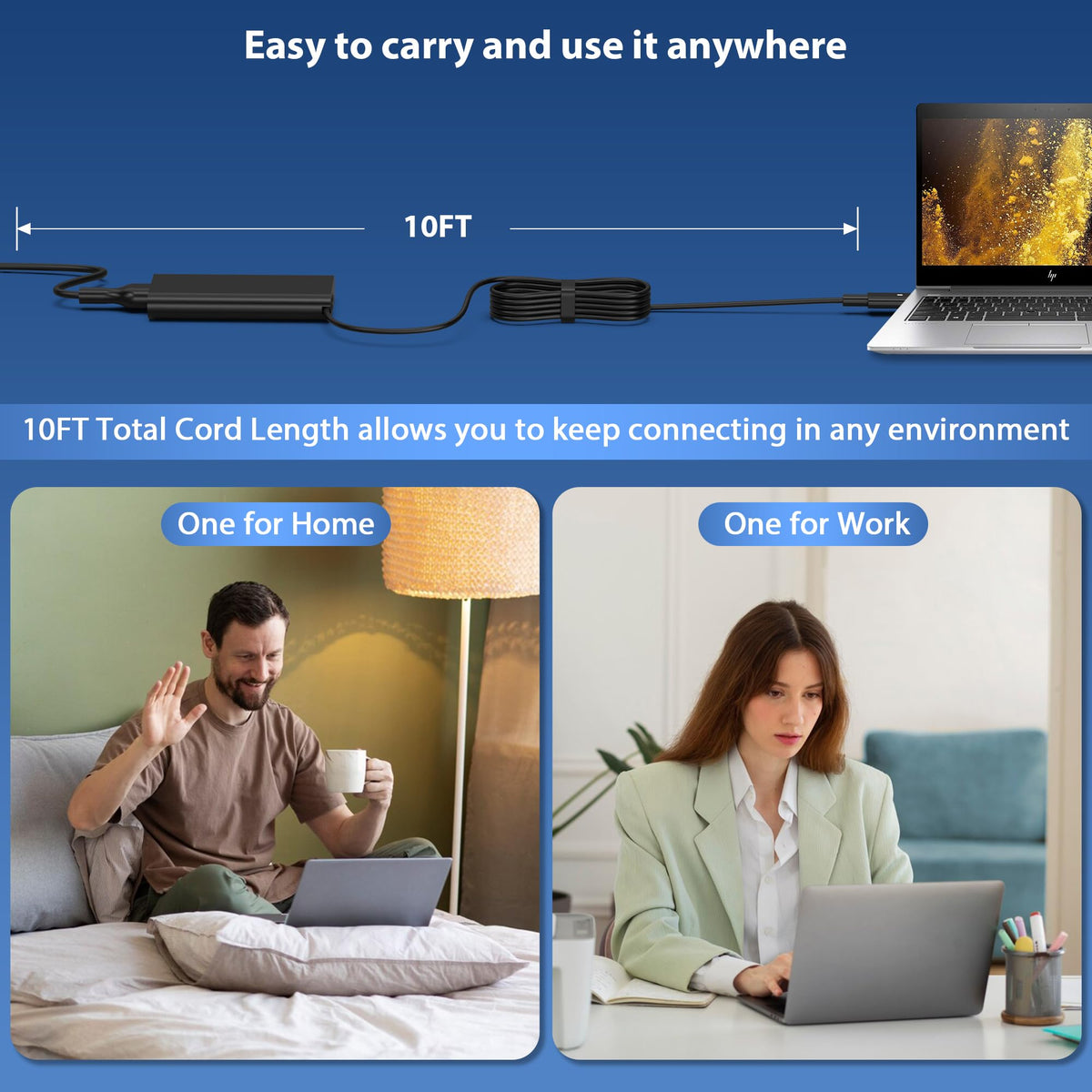 Travel-ready charger with compact adapter ideal for business trips