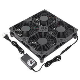 Qirssyn front view of 4x120mm fan assembly showing airflow and space-saving design benefit