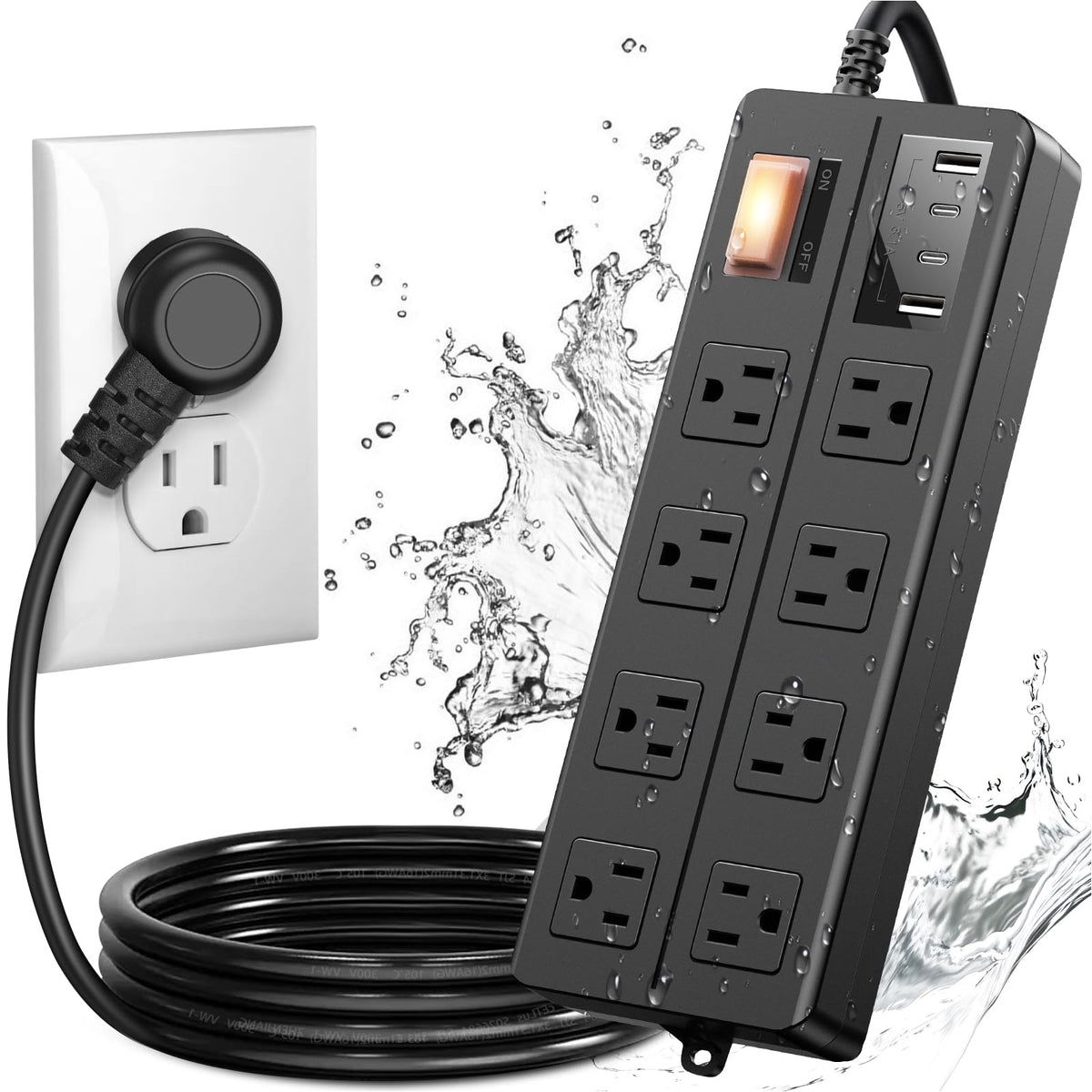 Qiyuan front view showing all outlets and compact weatherproof design for safe outdoor use