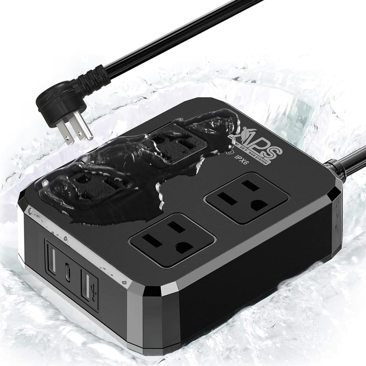 Qiyuan front view showing weatherproof power strip and sturdy housing for safe outdoor use