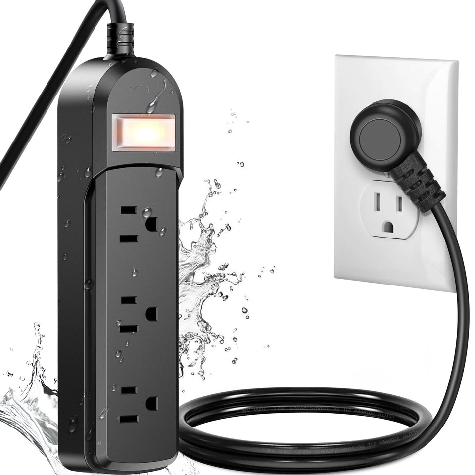 Qiyuan IPX6 outdoor power strip three-wide-outlets great for bulky plugs outdoors.