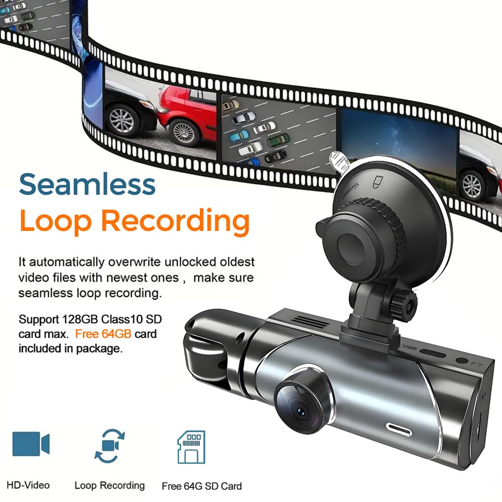 QiyuanLS dual-channel dashcam records front and inside simultaneously for comprehensive footage