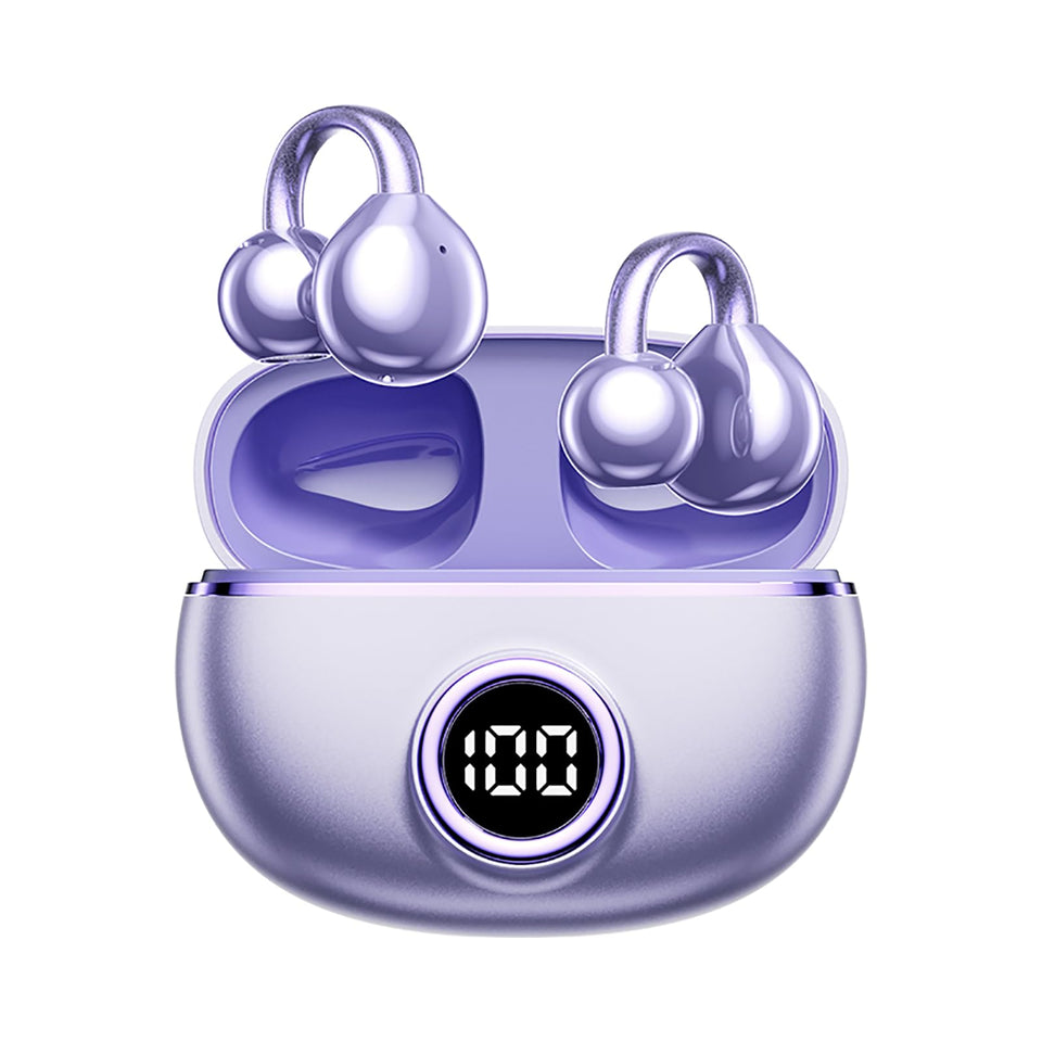 QJF clip-on earbuds for small ears with secure comfortable fit, glasses-friendly