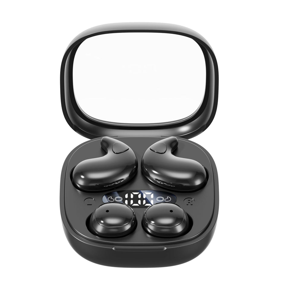 QJF Invisible Mini Sleep Earbuds charging case, portable storage for travel and sleep.