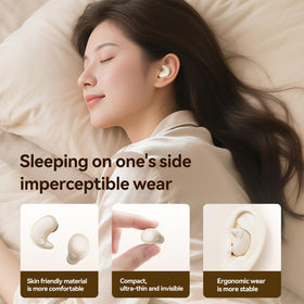 QJF M126 flat-earbud close-up for discreet wear while sleeping.