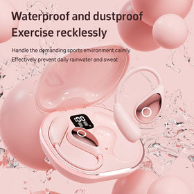 QJF pink earbuds with up to 50 hours of playtime.