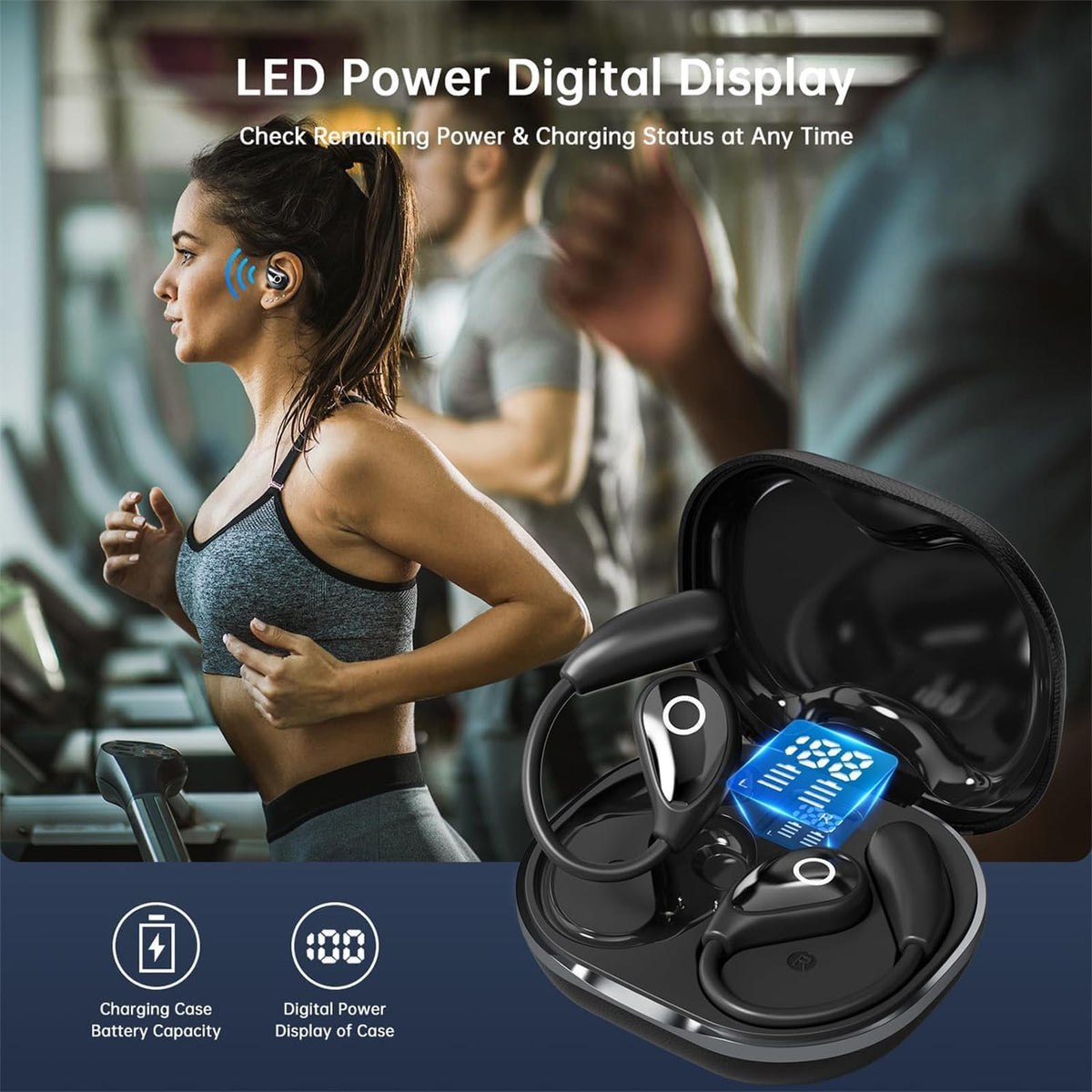 QJF open-ear design ideal for running or cycling with secure fit.
