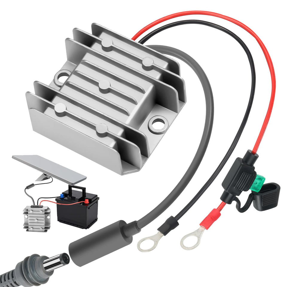 QKJCE Starlink Mini 12V adapter front view for reliable long-run connectivity