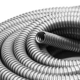Qlvily low-voltage wiring run secured with sturdy galvanized conduit.