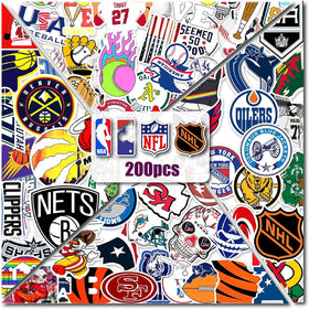 QLZDGH front packaging showing 200-piece sports sticker set and variety benefits