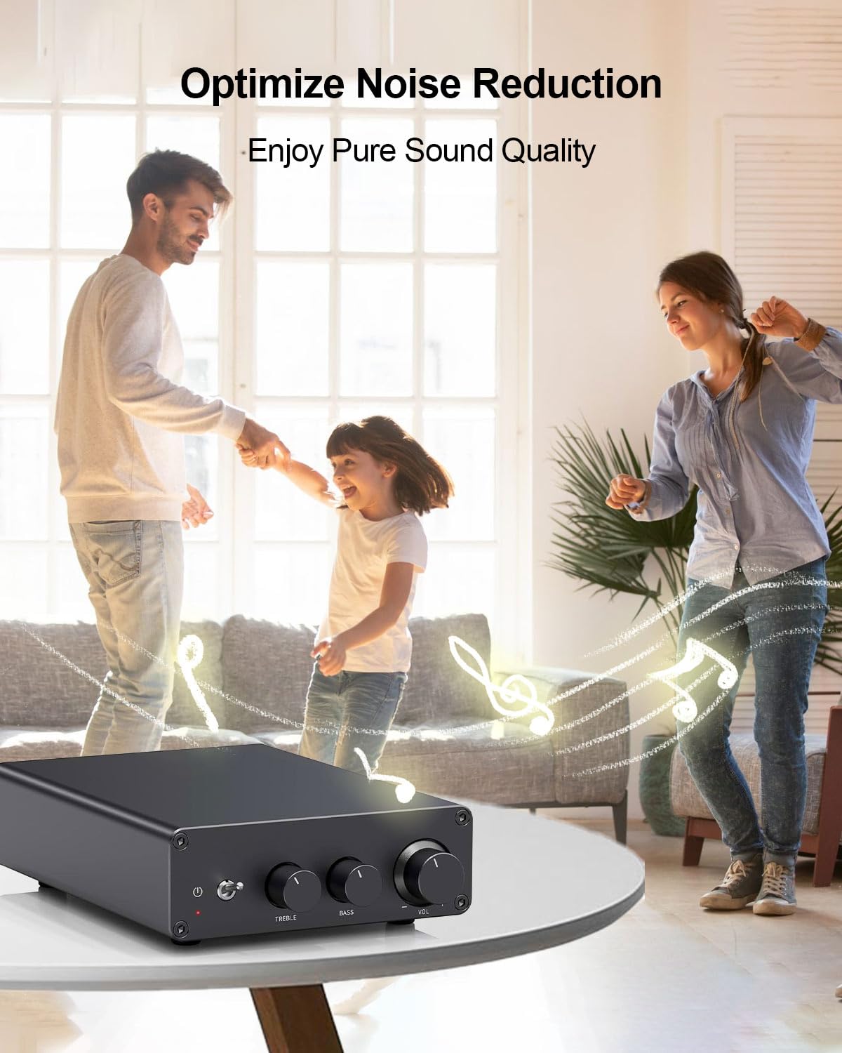Qnbes 48V adapter provides quiet operation for home audio setups.