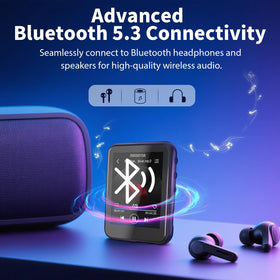 QNGEE 2.4-inch color screen displaying playlists for quick selection