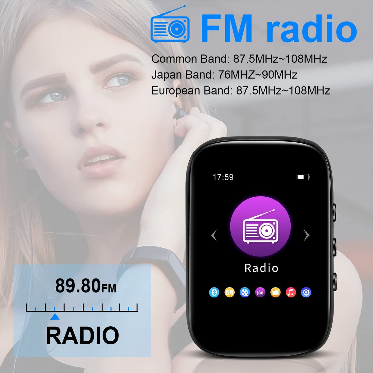 QNGEE FM radio and voice recorder for on-the-go listening and notes