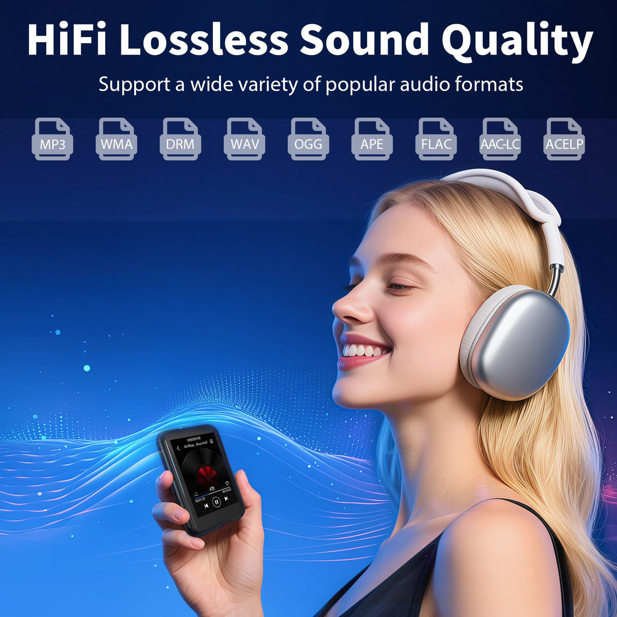 QNGEE with included earphones and accessories for immediate use
