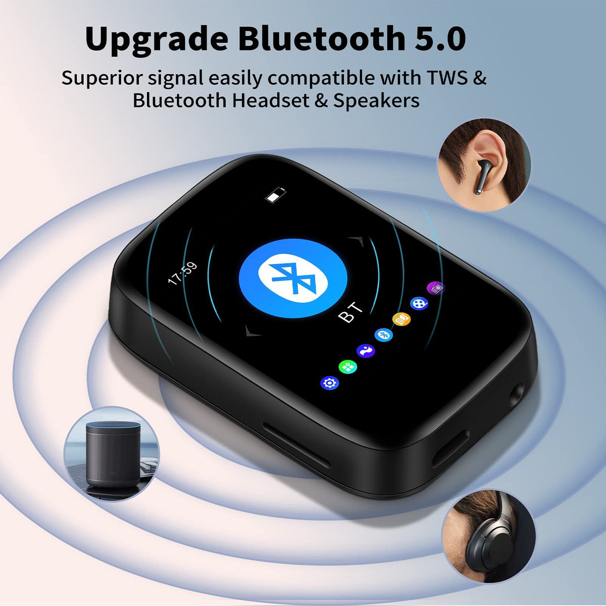 QNGEE lightweight clip-on MP3 player ideal for running on the go