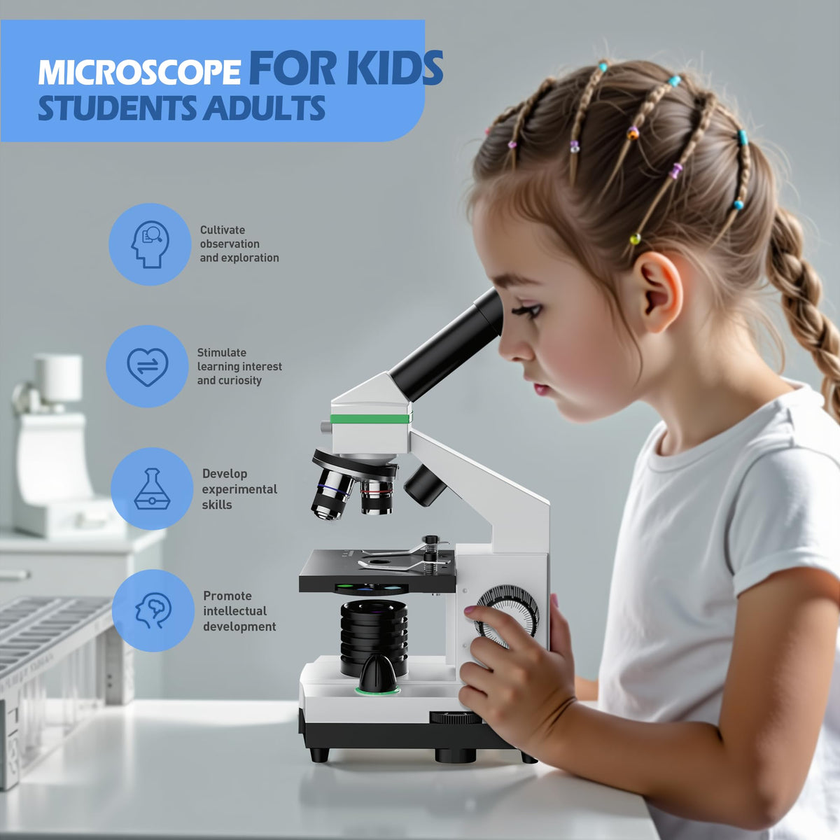 Qniuco microscope slides set supports ready-to-use experiments.
