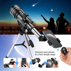 qniuco telescope beside backpack showing compact portability for travel