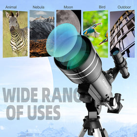 qniuco tripod and mount set up at night for stable stargazing outdoors