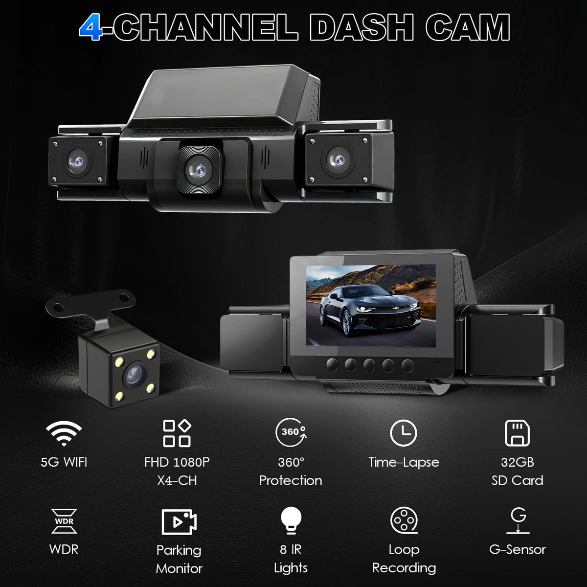 QOAK 5G WiFi dash cam with app connectivity