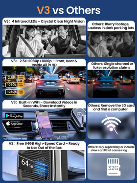 QOAK dash cam loop recording and G-sensor view saves critical clips.