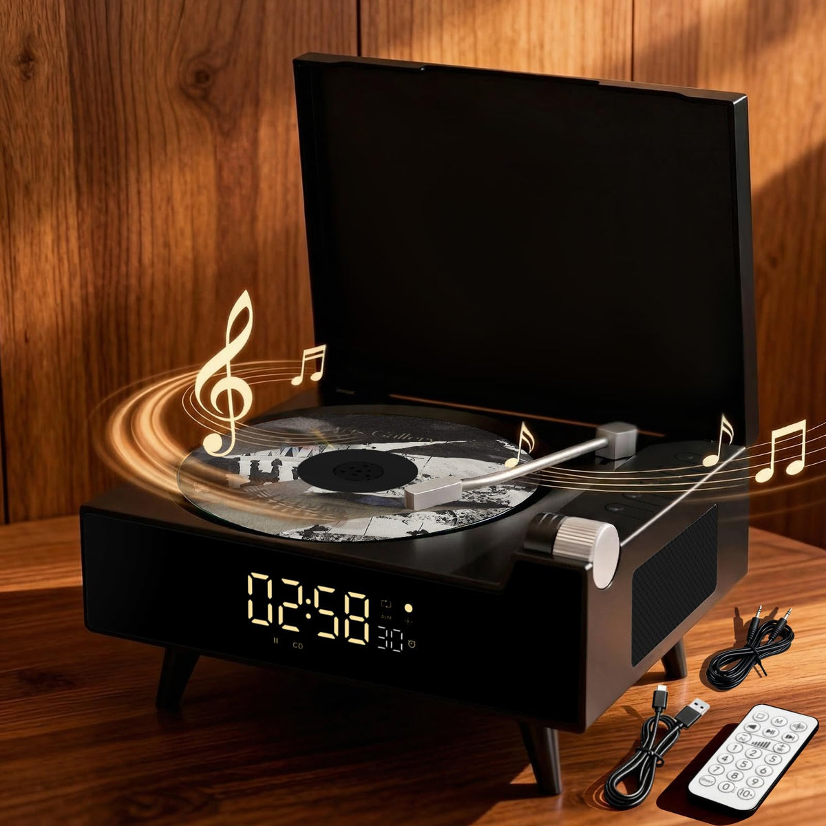 qobayleo front view showing retro styling and dual speakers for aesthetic appeal