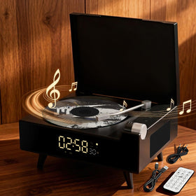 qobayleo front view showing retro styling and dual speakers for aesthetic appeal