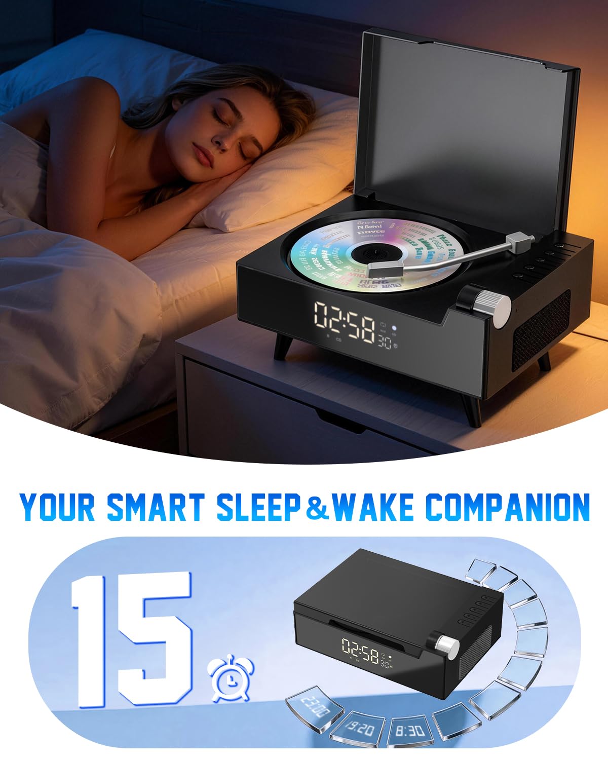 qobayleo on bedside table illustrating alarm use and decorative charm
