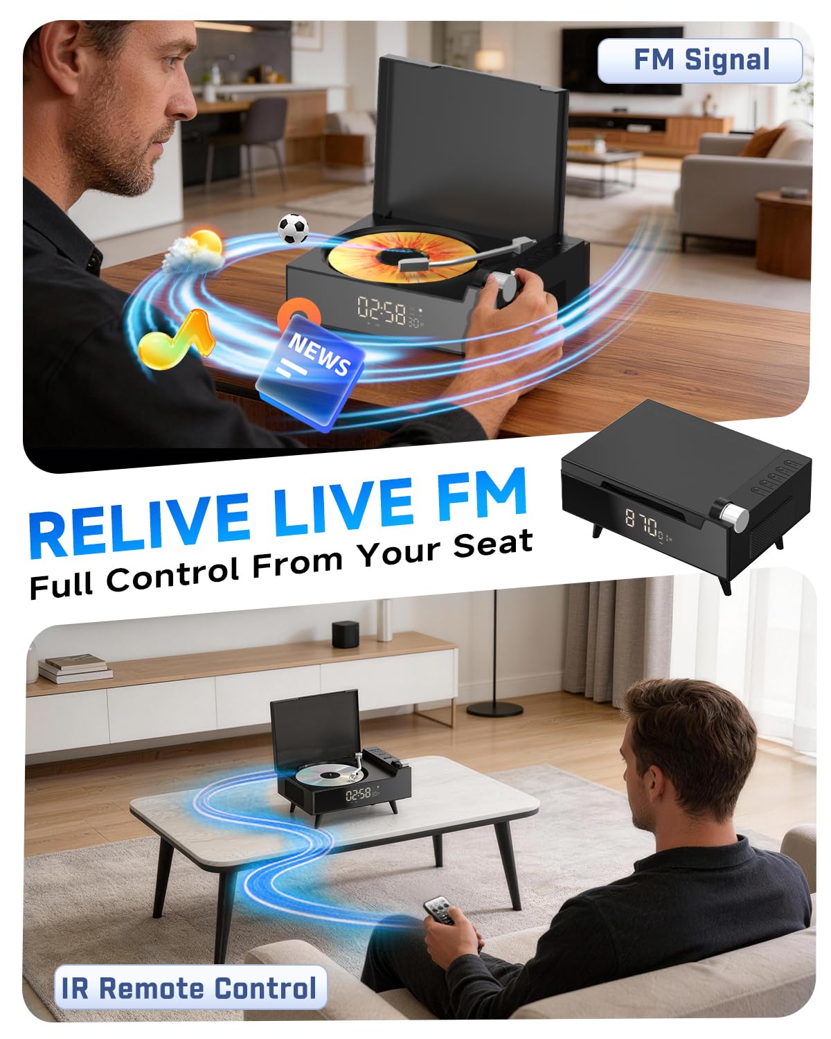 qobayleo side ports showing USB and AUX for versatile wired connections