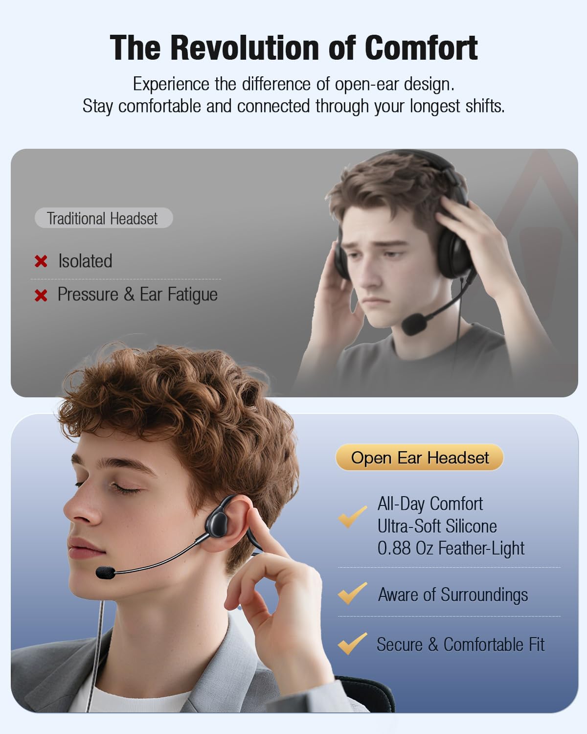 QOEKUEY USB headset with detachable boom mic for crystal-clear calls.