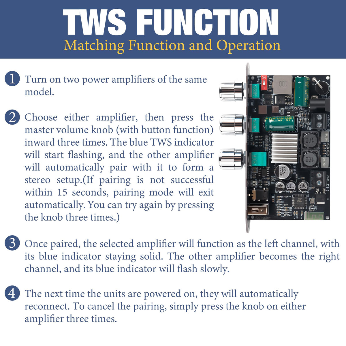 Qoroos ZK-1001U precision knob controls for bass treble and volume