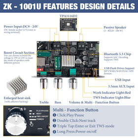 Qoroos ZK-1001U TWS pairing enables wireless stereo expansion