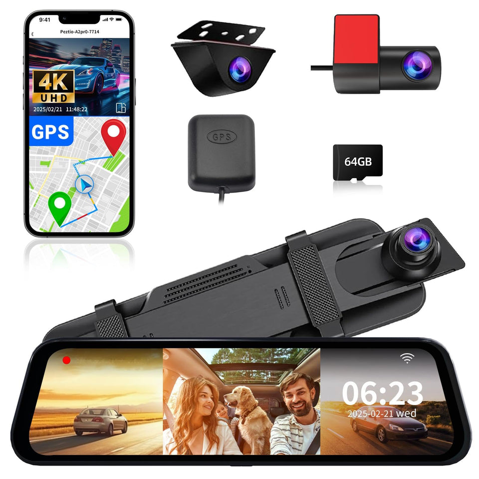 QOZ 3-channel dash cam front 4K delivers crisp road details day and night.