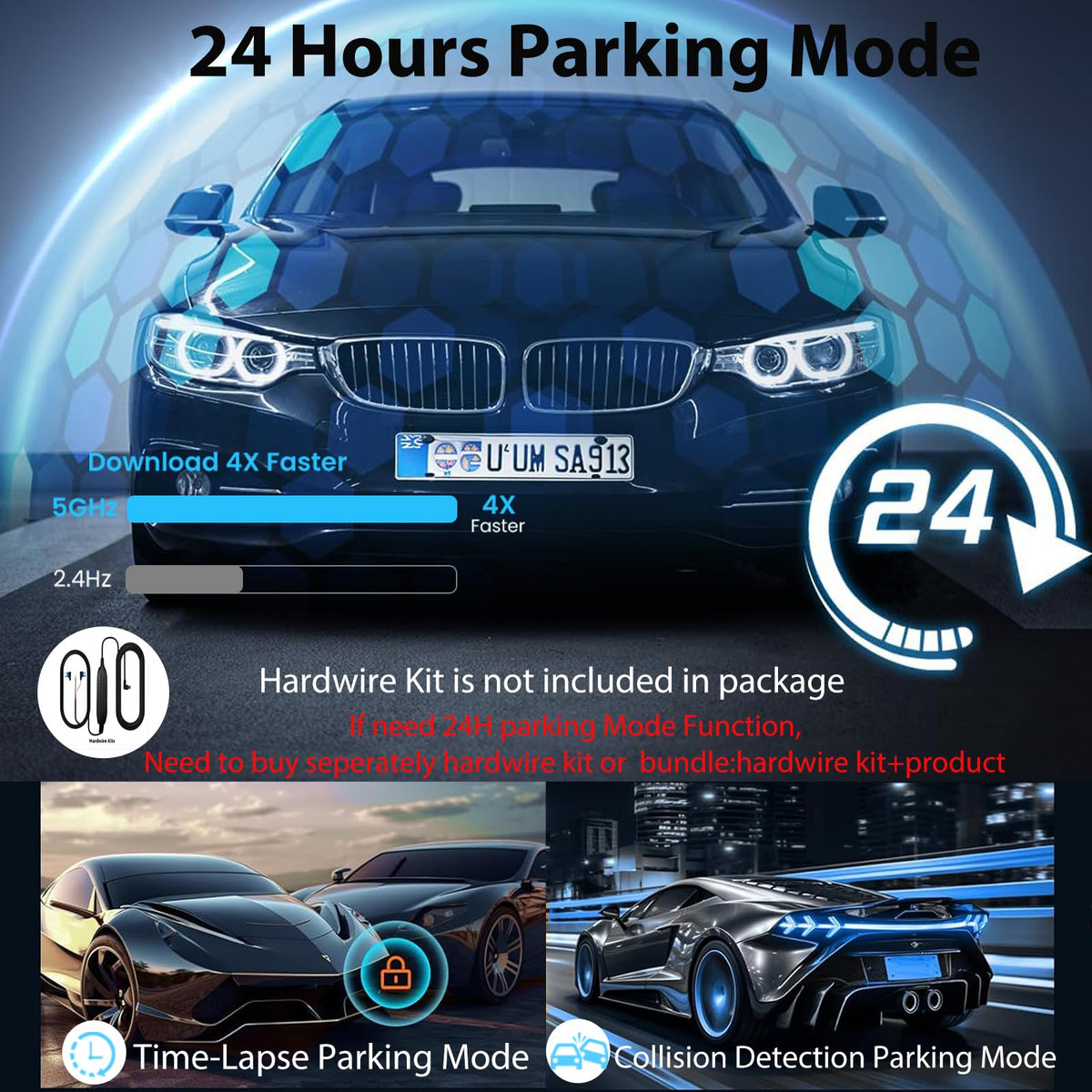 QOZ Mirror Dual Dash Camera 64GB card included with GPS logs routes and speeds.
