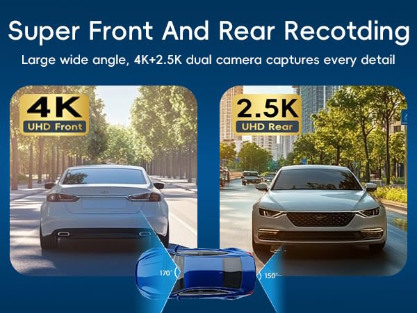 QOZ Mirror Dual Dash Camera rear 2.5K capture for clear rear footage.