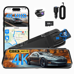 QOZ Mirror front camera 4K captures crisp road details for safer daytime driving.