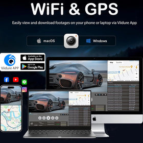 QOZ Mirror loop recording with G-sensor saves important clips automatically.