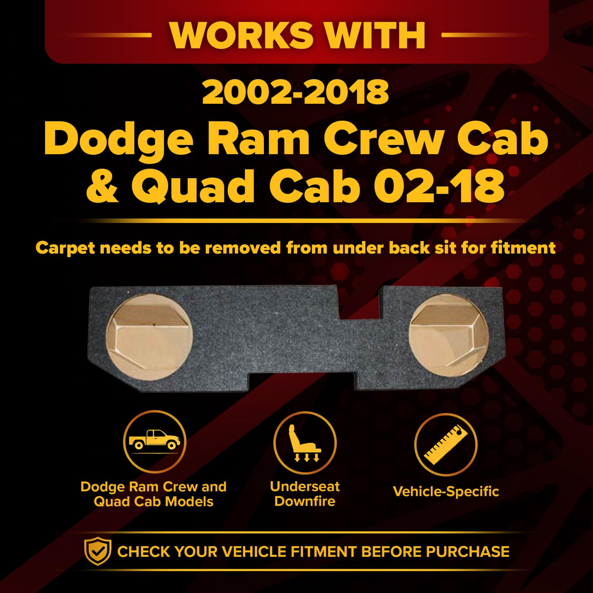 QPower dual 10in underseat subwoofer rear profile showing rugged construction